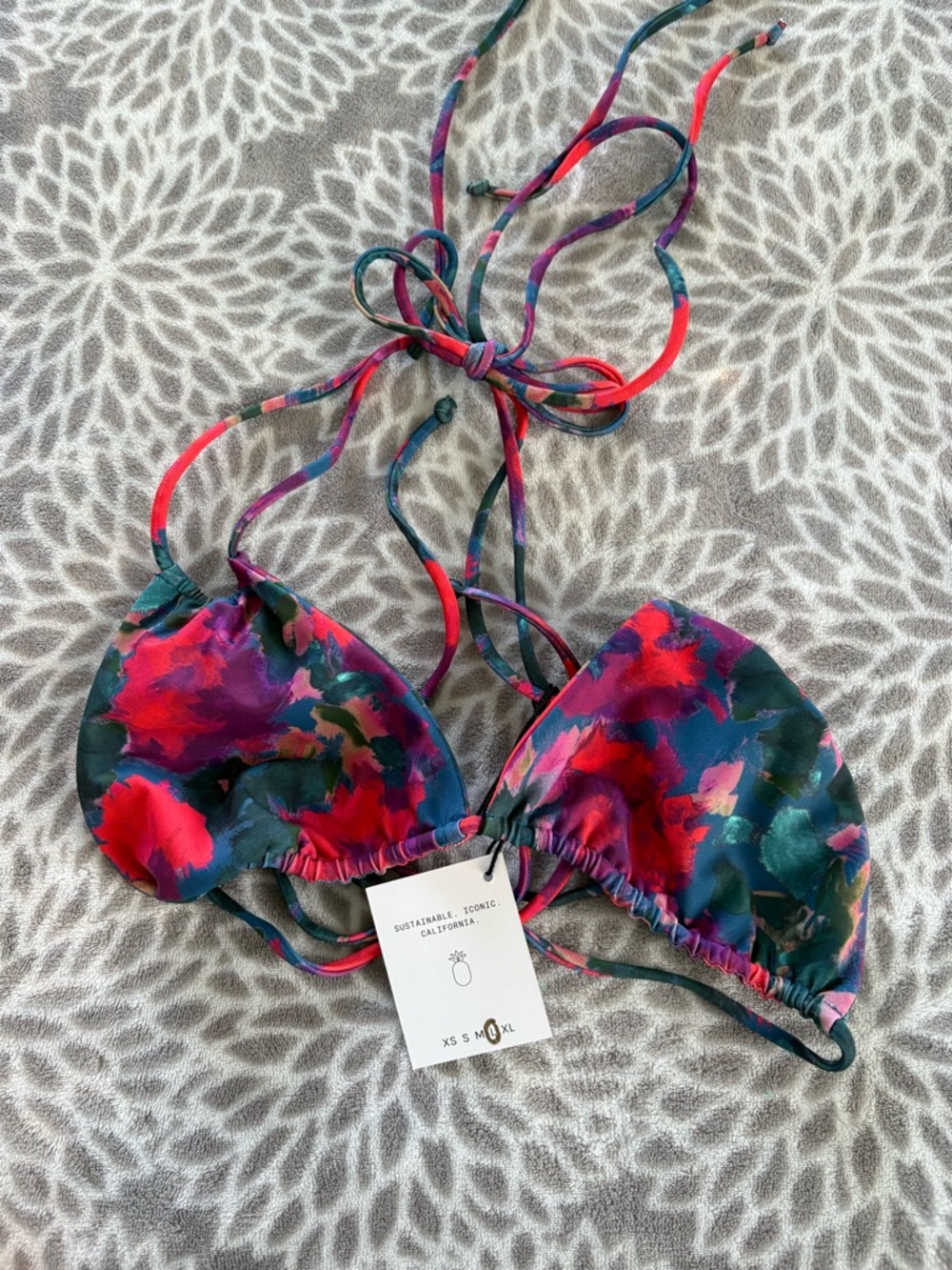 Skatie Multicolor Floral Triangle Bikini Top